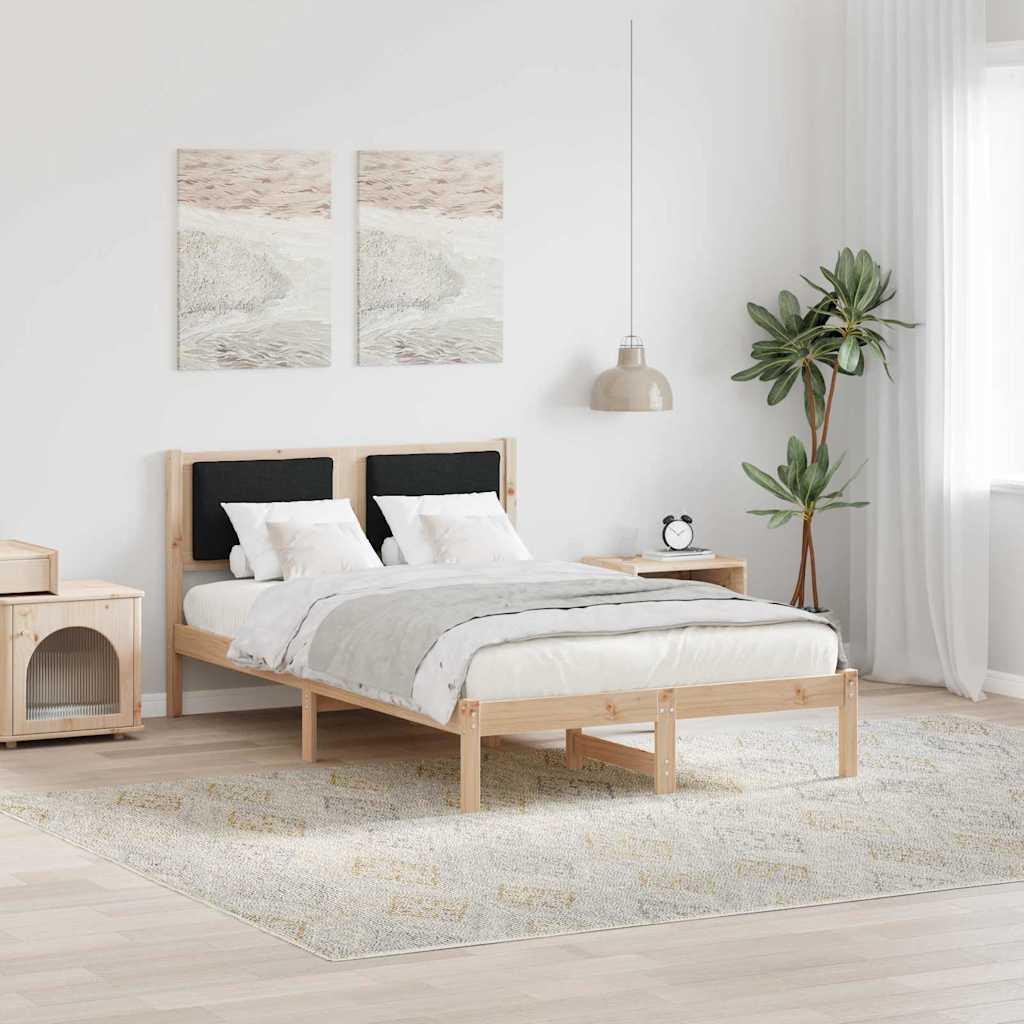 Sengestel med hovedgærde Sort 120 x 200 cm Massiv fyrretræ