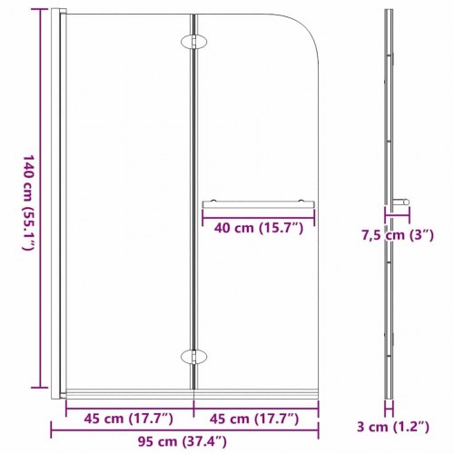 Bruser Indhegning Sort 120 x 140 cm ESG Glas og Aluminium