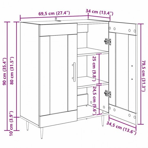 Skænk sort eg 69,5 x 34 x 90 cm
