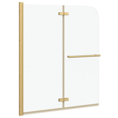 Foldbar bruseafskærmning i guld - 120 × 140 cm, ESG glas og aluminium