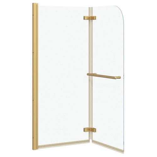 Foldbar bruseafskærmning i guld - 120 × 140 cm, ESG glas og aluminium