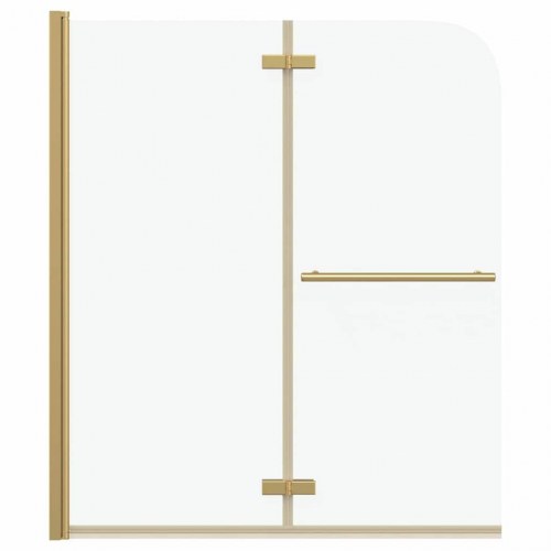 Foldbar bruseafskærmning i guld - 120 × 140 cm, ESG glas og aluminium