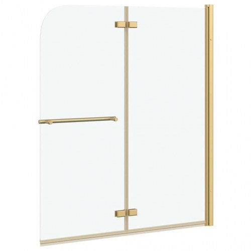 Foldbar bruseafskærmning i guld - 120 × 140 cm, ESG glas og aluminium
