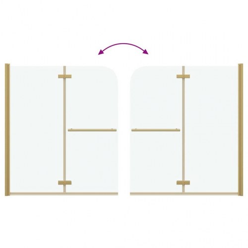 Foldbar bruseafskærmning i guld - 120 × 140 cm, ESG glas og aluminium