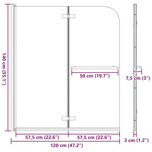 Foldbar bruseafskærmning i guld - 120 × 140 cm, ESG glas og aluminium