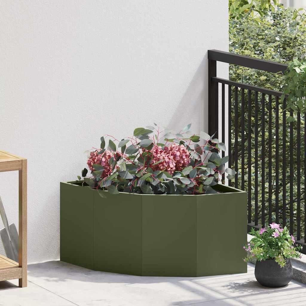 Hjørne Plantekasse Stål - Olivengrøn / 60 x 60 x 35 cm