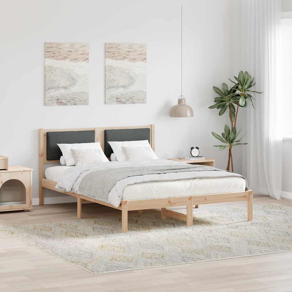 Sengestel med hovedgærde Mørkegrå 160 x 200 cm Massiv fyrretræ
