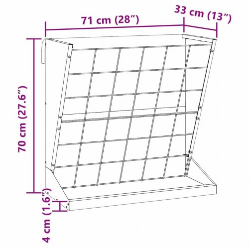 Hø Foder Sort 71 x 33 x 70 cm Koldvalset Stål