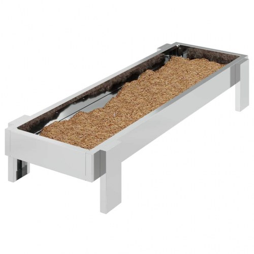 Kyllingefodertrug Sølv 80 x 28 x 13.5 cm Galvaniseret stål
