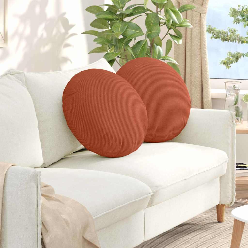 Sædepuder 2 stk Rød orange Ø 50 cm Velourstof