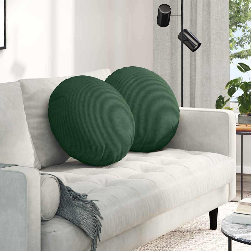 Sædepuder 2 stk Mørkegrøn Ø 50 cm Velourstof