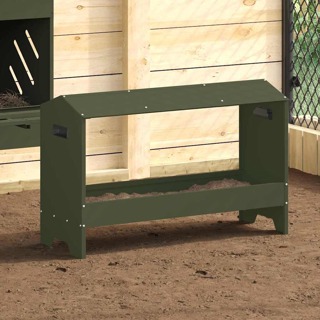 Kyllingefodertrug Oliven grøn 81 x 32 x 53,5 cm Koldvalset Stål