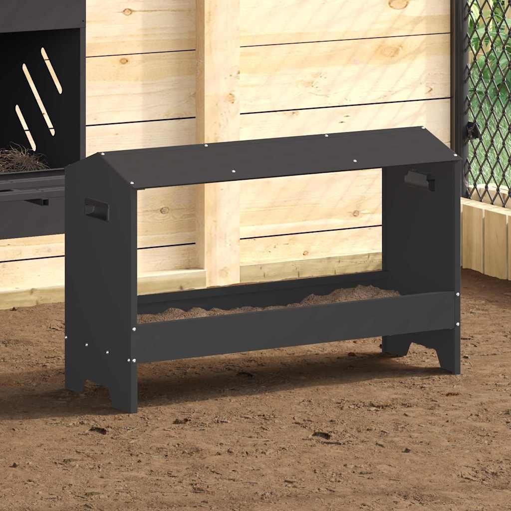 Kyllingefodertrug Sort 81 x 32 x 53,5 cm Koldvalset Stål