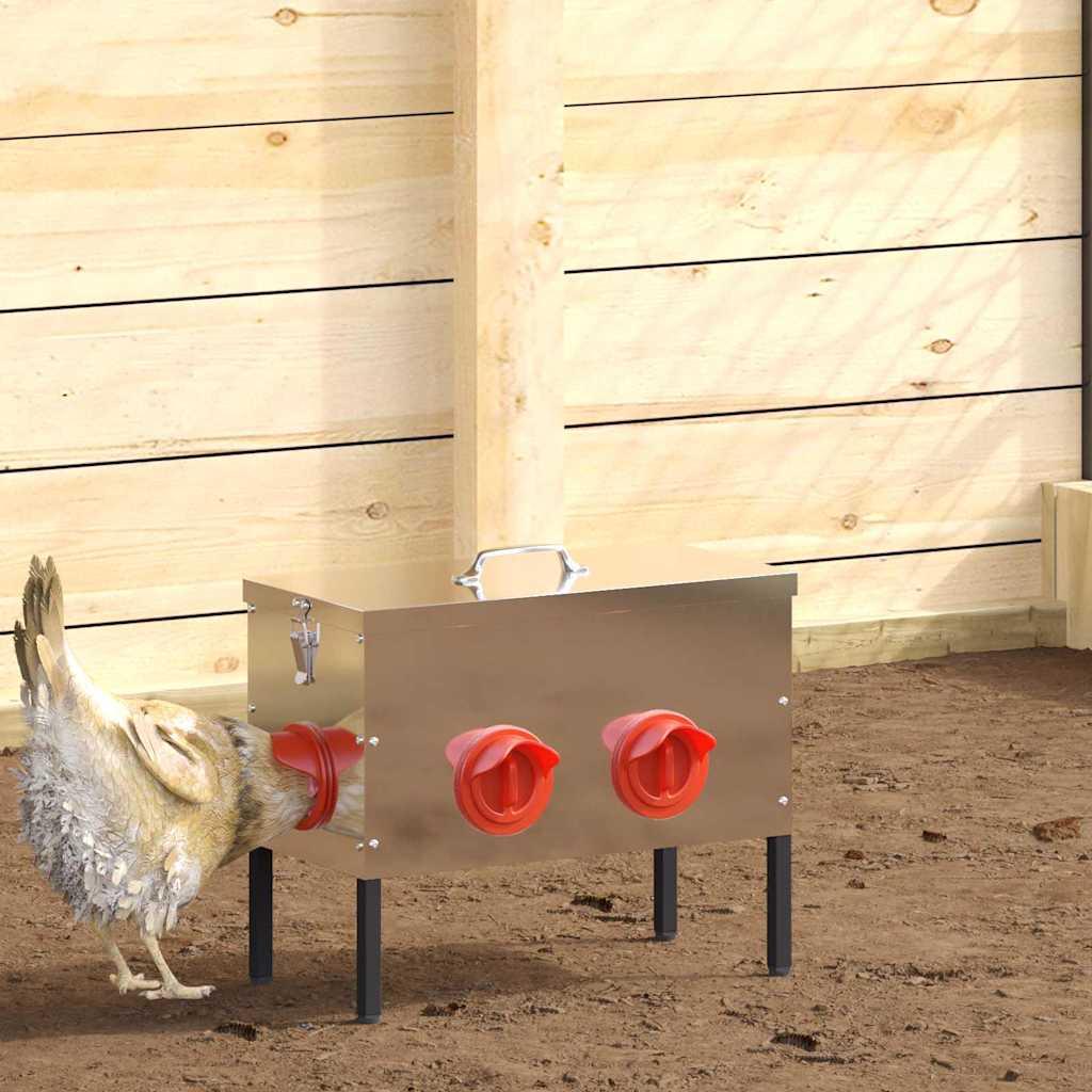 Hønsefoder 2 stk Sølv 41,5 x 20,5 x 33 cm Galvaniseret stål