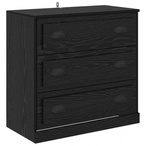 Skænk i sort eg med 3 skuffer - 70 x 35,5 x 67,5 cm