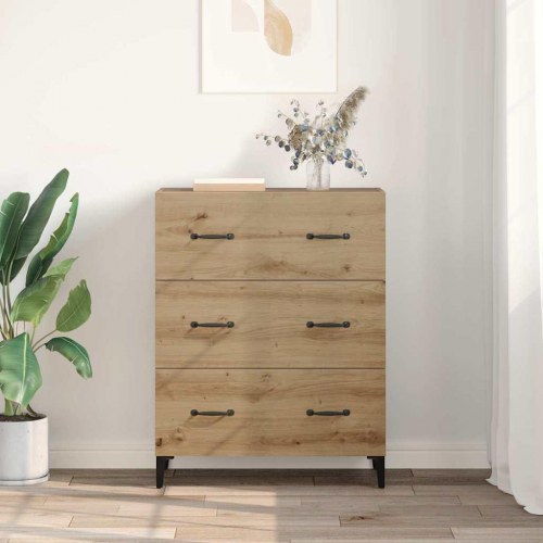 Skænk i artisan egetræ med 3 skuffer - 69,5 x 34 x 90 cm