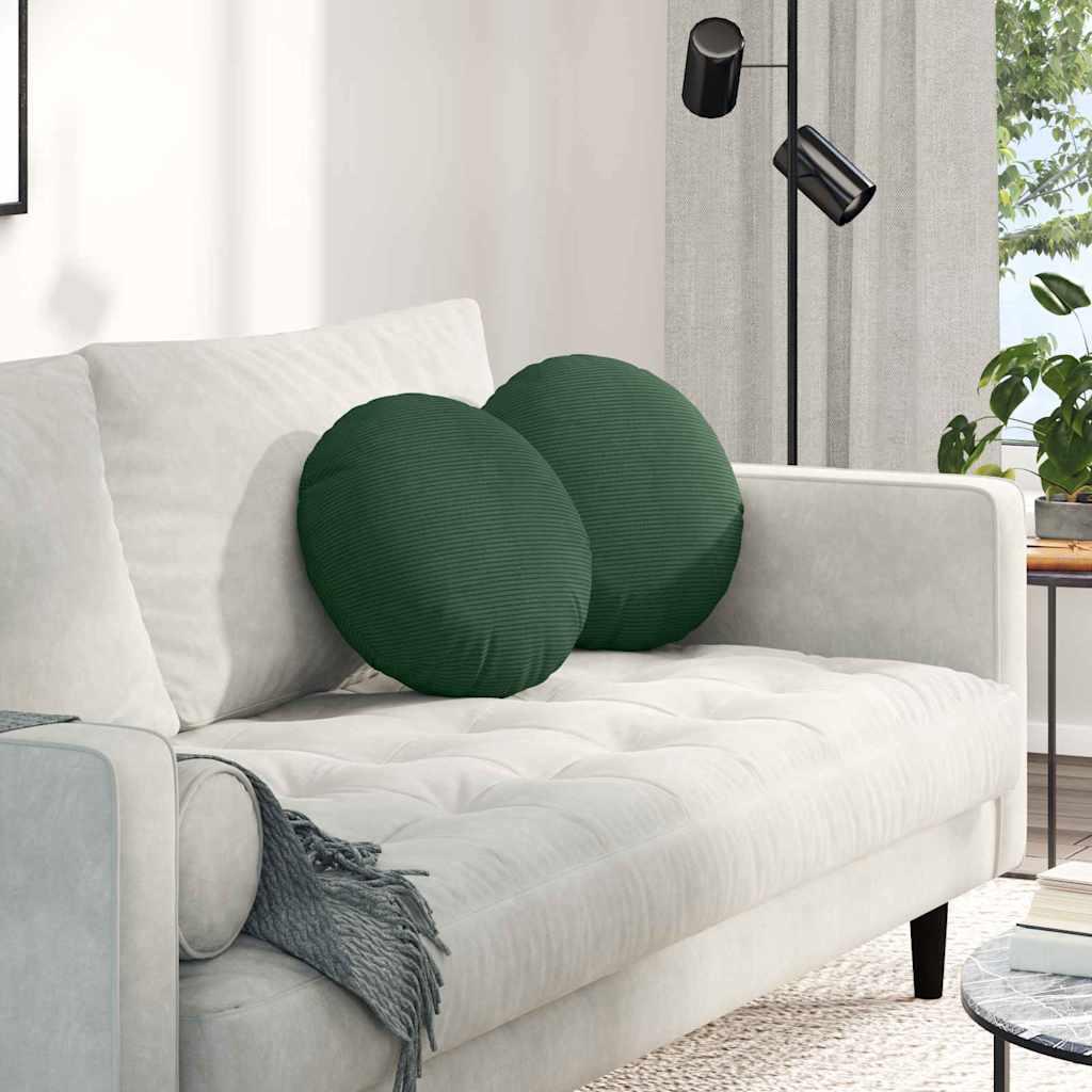 Sædepuder 2 stk Mørkegrøn Ø 40 cm Velourstof
