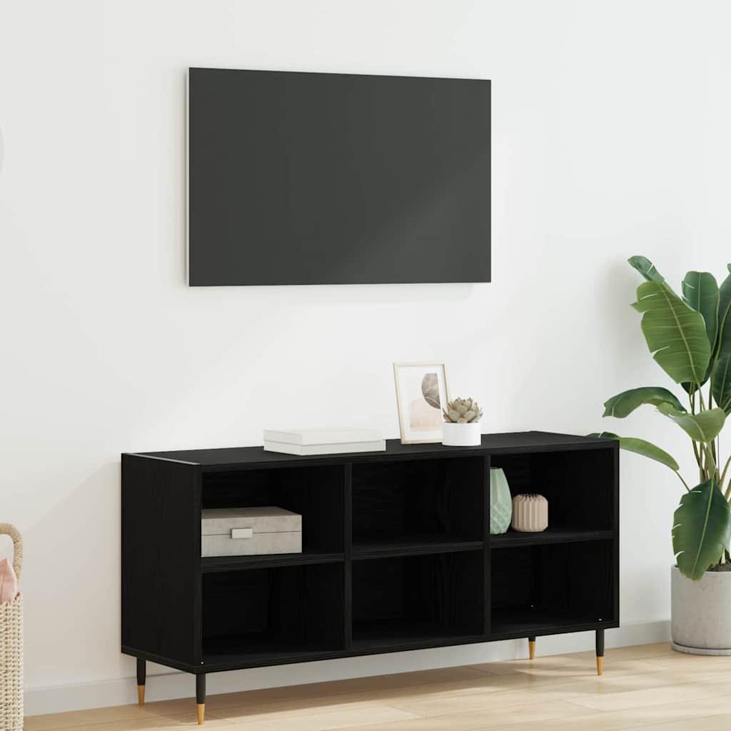 Tv-Bord 103,5X30X50 Cm Konstrueret Træ Betongrå - Sort eg
