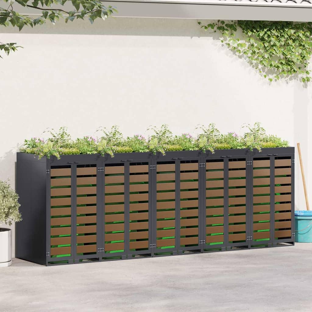 Wheelie Bin Opbevaring til 3 Affaldscontainere Antracit