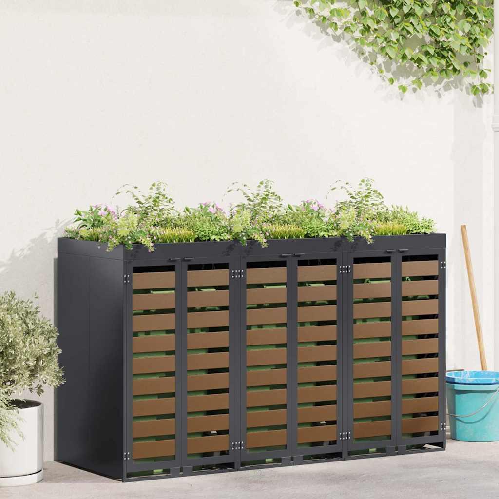 Wheelie Bin Opbevaring til 3 Affaldscontainere Antracit