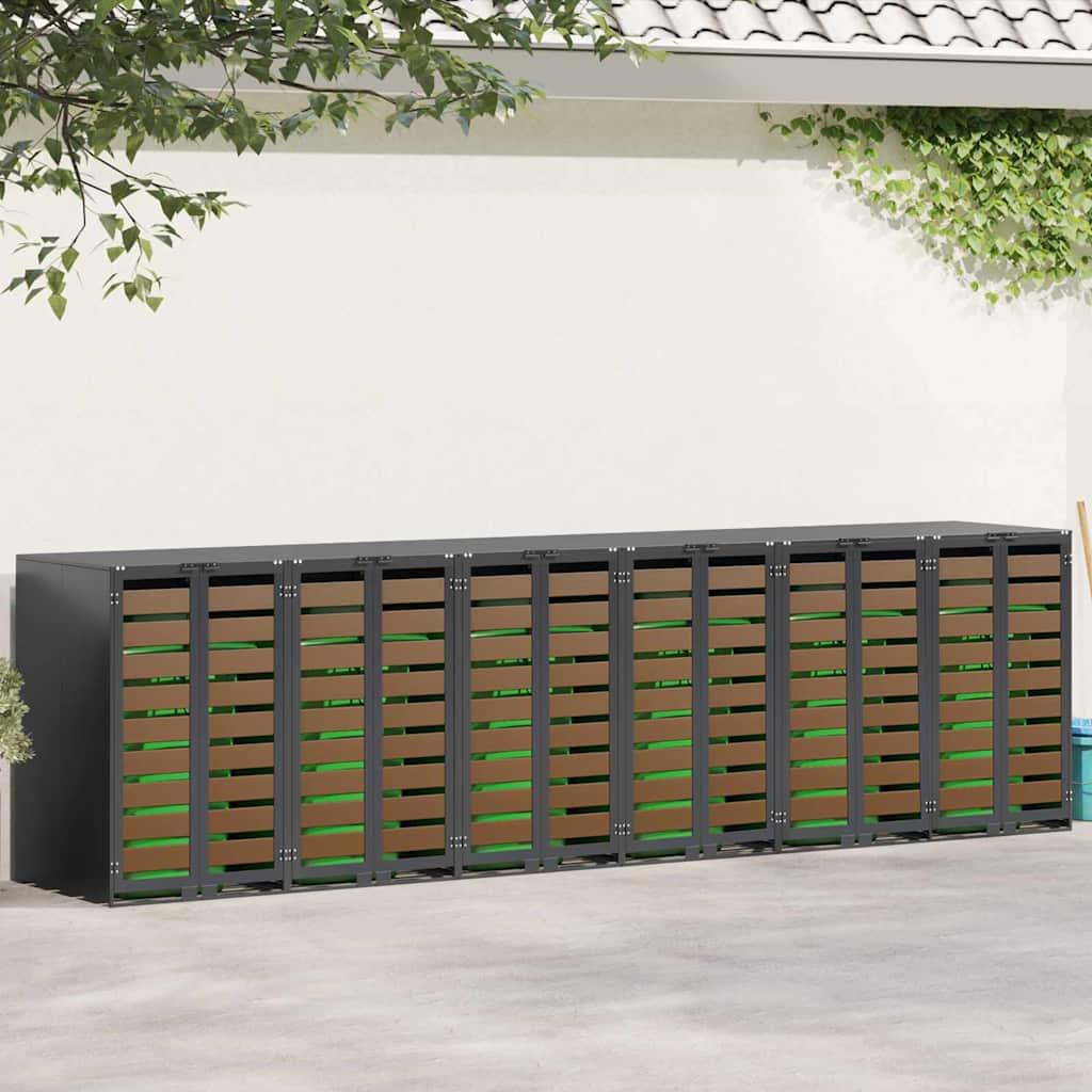 Wheelie Bin Opbevaring til 3 Affaldscontainere Antracit