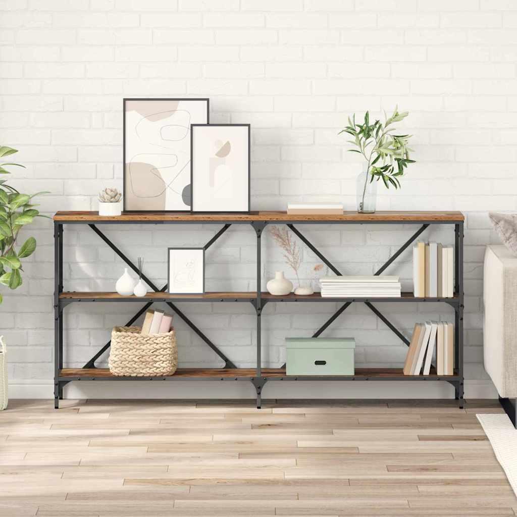 Konsolbord med hylde Gammelt træ 160 x 30 x 75 cm