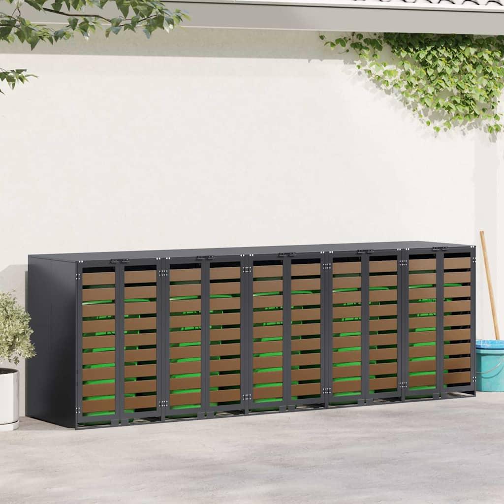 Wheelie Bin Opbevaring til 3 Affaldscontainere Antracit