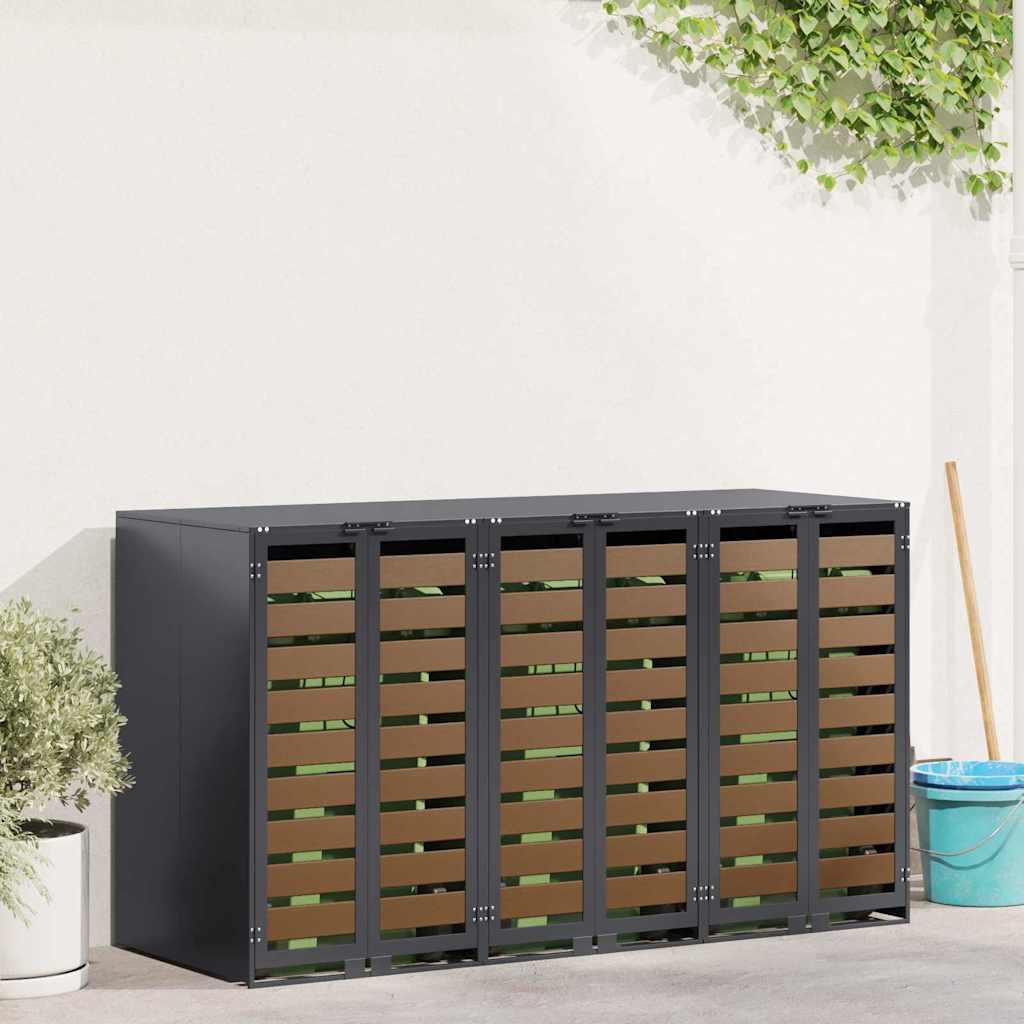 Wheelie Bin Opbevaring til 3 Affaldscontainere Antracit