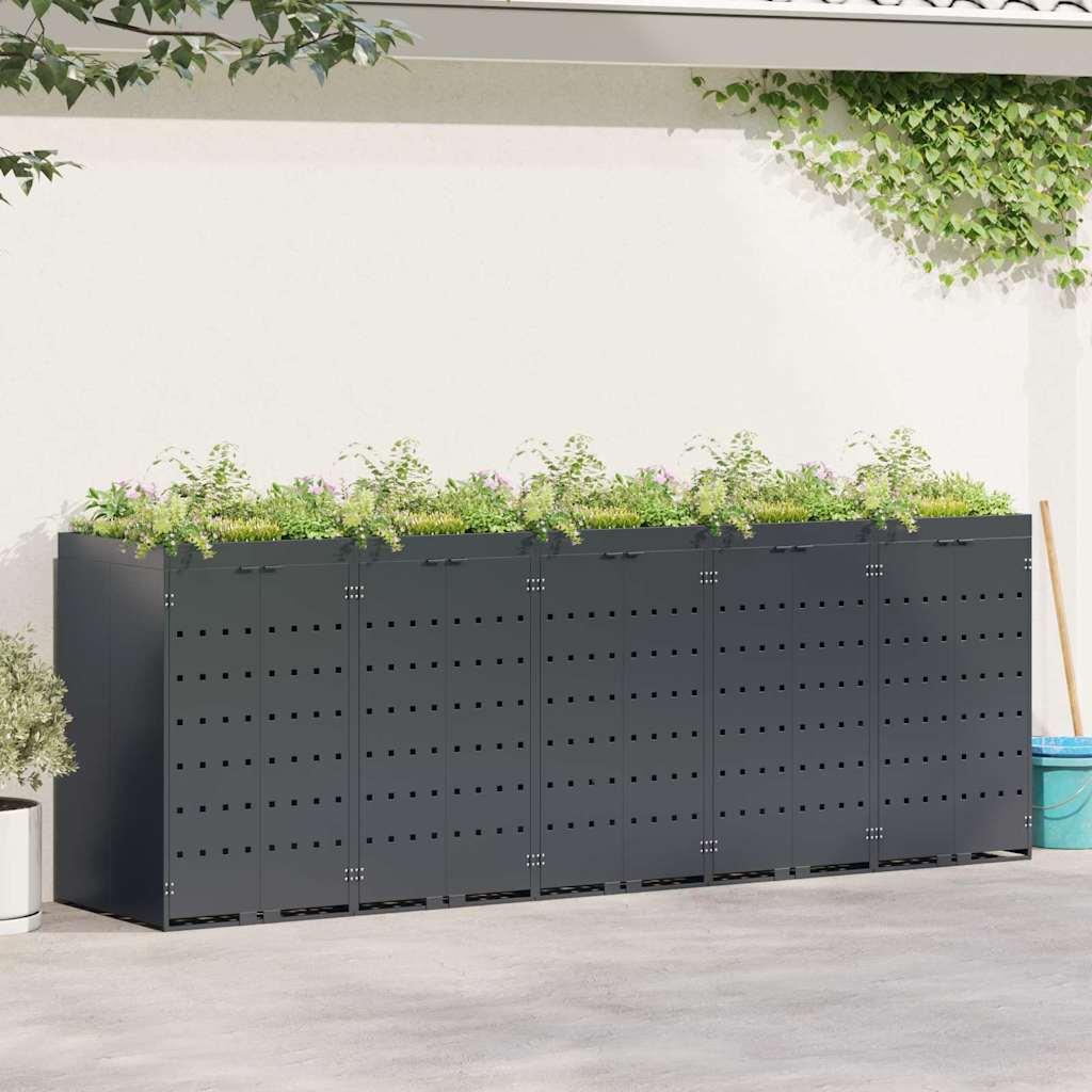 Wheelie Bin Opbevaring til 5 Affaldscontainere Antracit