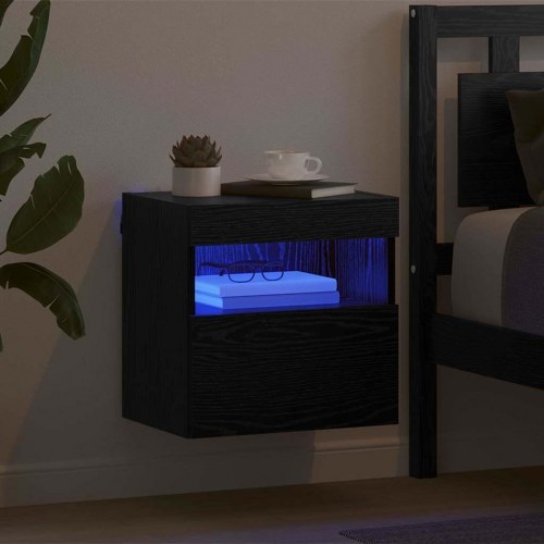 TV-vægskab med LED 40 x 30 x 40 cm - sort eg