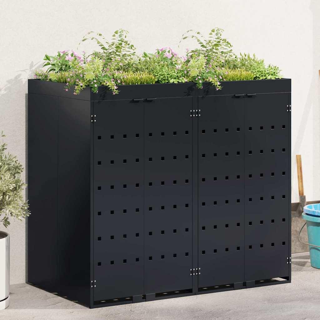 Wheelie Bin Opbevaring til 2 Affaldscontainere Sort