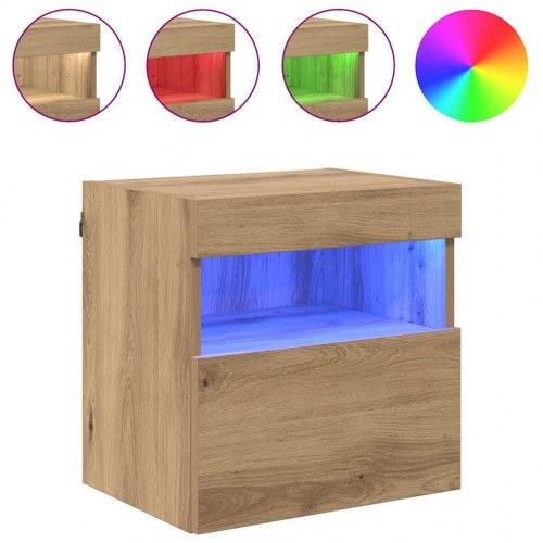 TV-væghylder med LED 2 stk. - Artisan egetræ