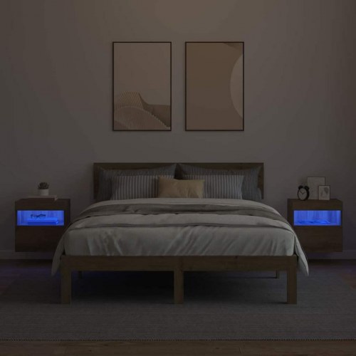 TV-væghylder med LED 2 stk. - Artisan egetræ