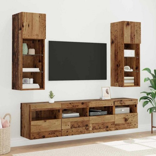 TV-vægskab med LED 40 x 30 x 40 cm - gammelt træ