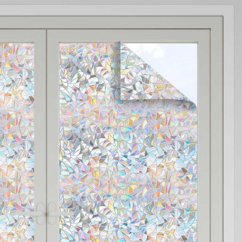 Statisk Vinduesfilm 3D Regnbue Mønster 90 x 2000 cm PVC