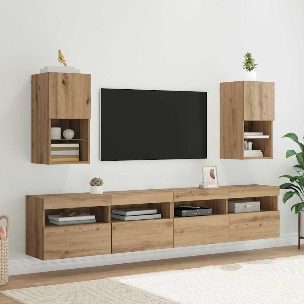 Væghængte TV skabe 2 stk Artisan Egetræ 30,5 x 30 x 60 cm