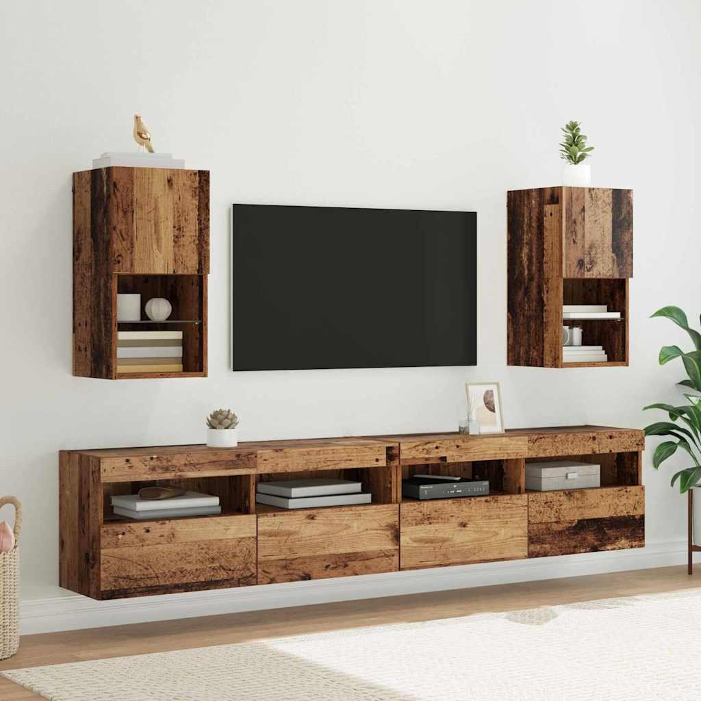Væghængte TV skabe 2 stk Gammelt træ 30,5 x 30 x 60 cm