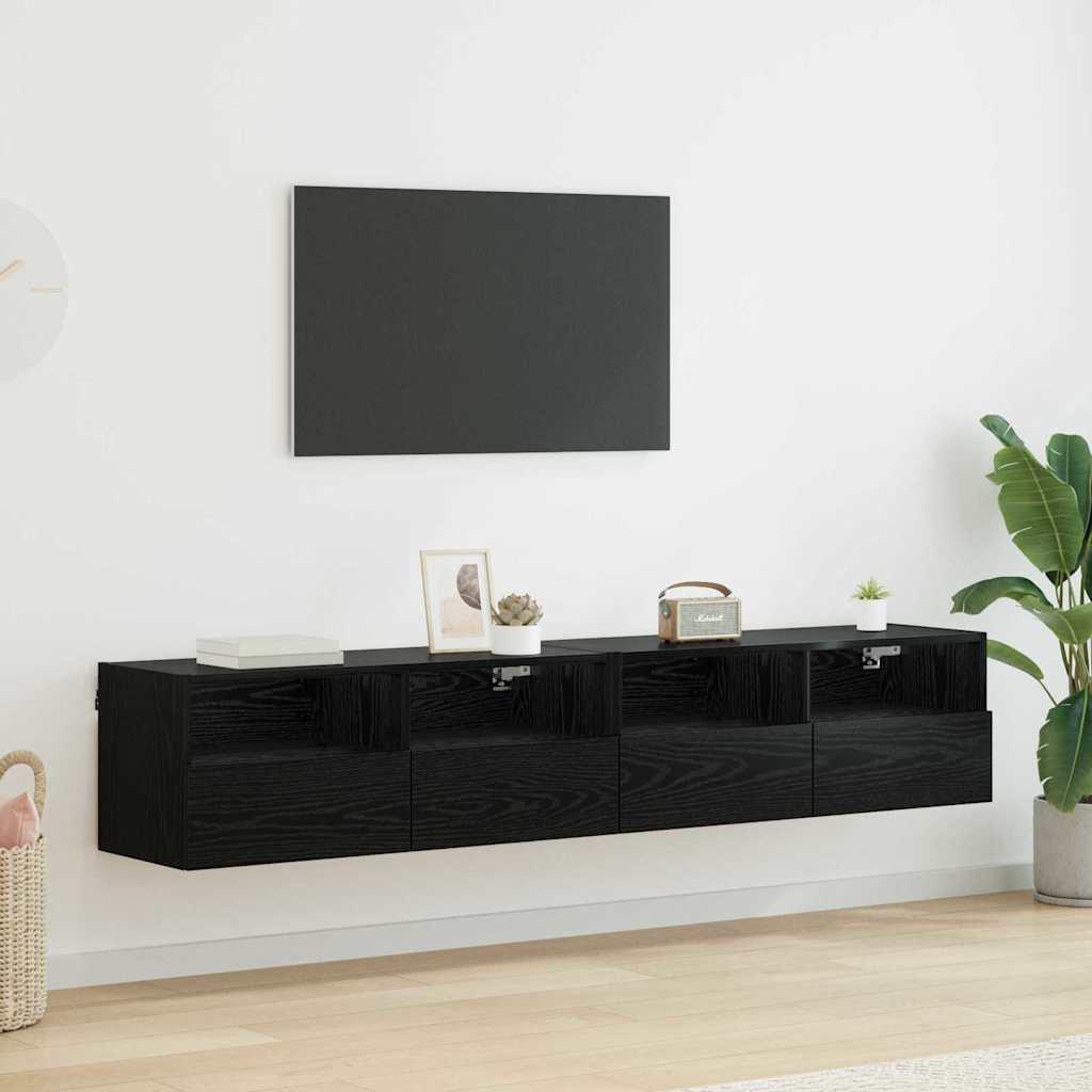 TV VÃ¦ghylder 2 stk Sort eg 80 x 30 x 30 cm Konstrueret trÃ¦