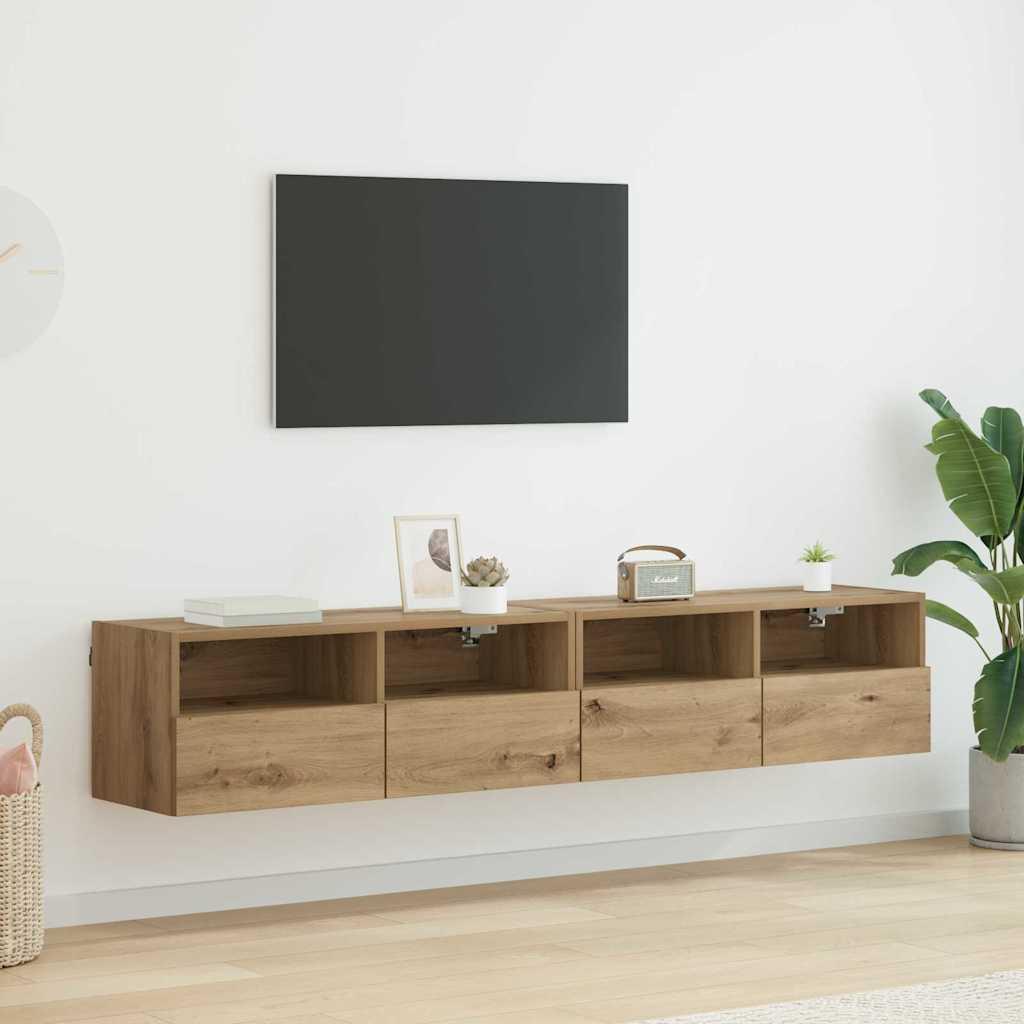 TV VÃ¦ghylder VÃ¦gmonteret 2 stk Artisan EgetrÃ¦ 80 x 30 x 30 cm