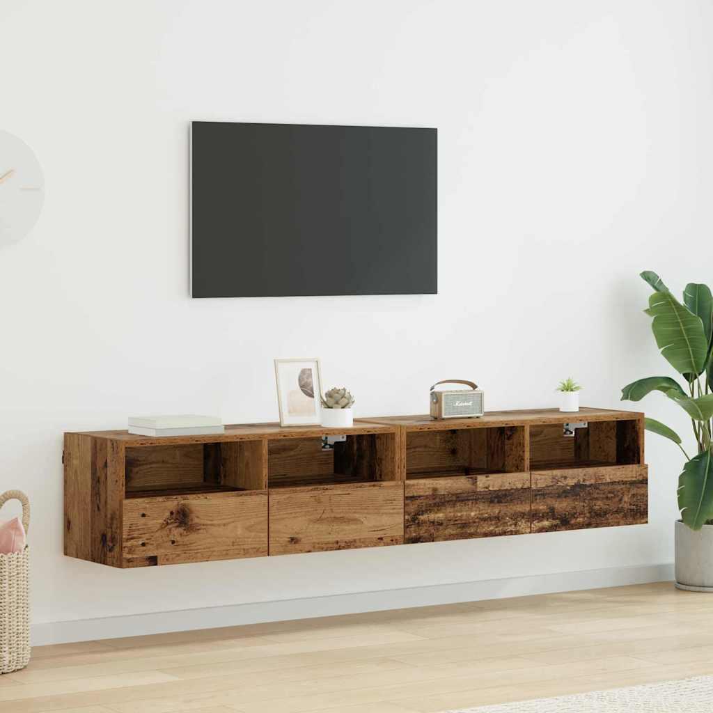 TV VÃ¦ghylder 2 stk Gammelt trÃ¦ 80 x 30 x 30 cm Konstrueret trÃ¦