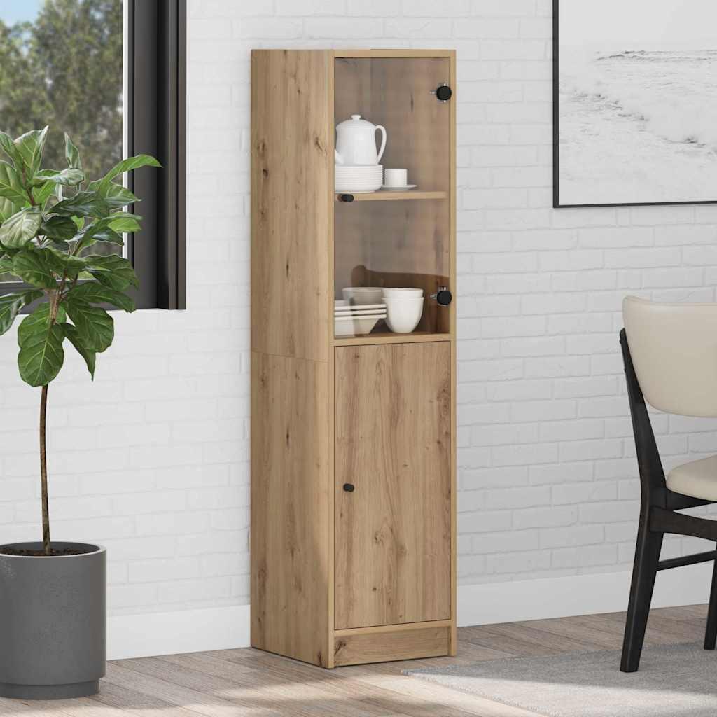 Highboard i artisan egetræ - 35 × 37 × 142 cm, konstrueret træ