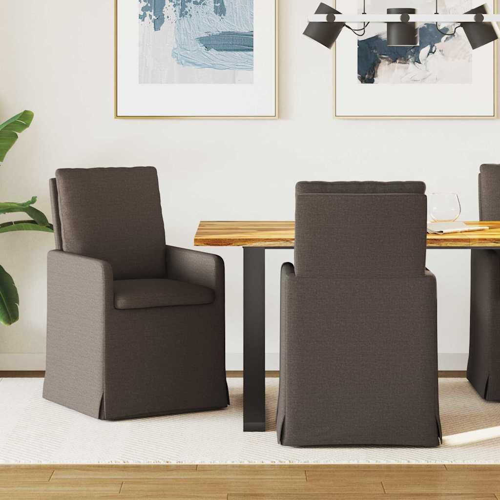 Spisestole 2 stk Mørkegrå 57 x 67 x 98 cm Linned