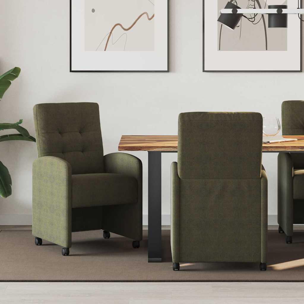 Spisestole 2 stk Army grøn 57 x 67 x 98 cm Faux suede læder
