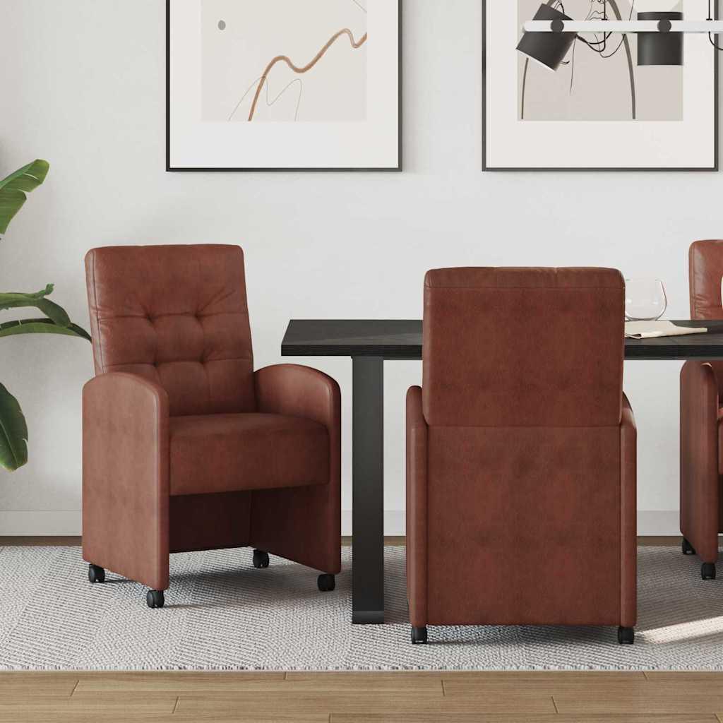 Spisestole 2 stk Skinnende brun 57 x 67 x 98 cm Kunstlæder