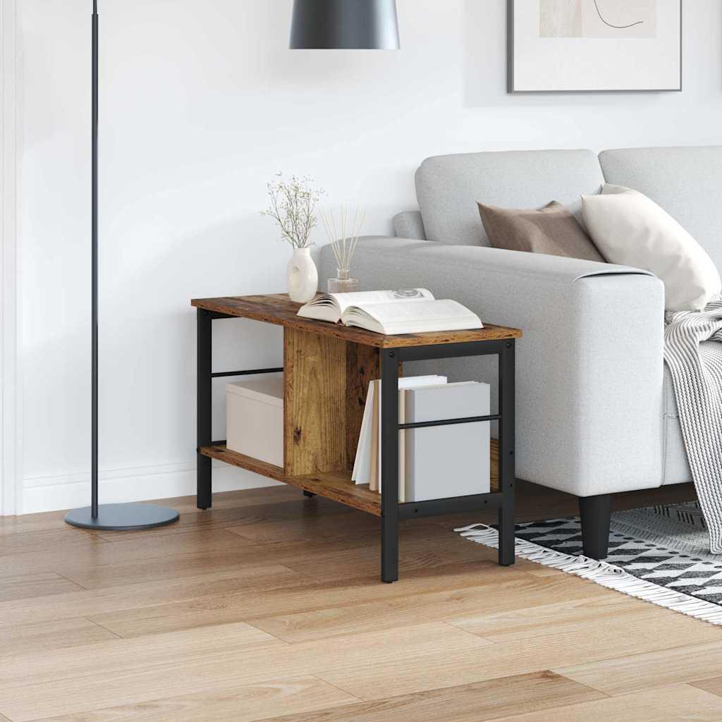 Bogreol i industrielt look - gammelt træ, 82 × 32 × 47 cm
