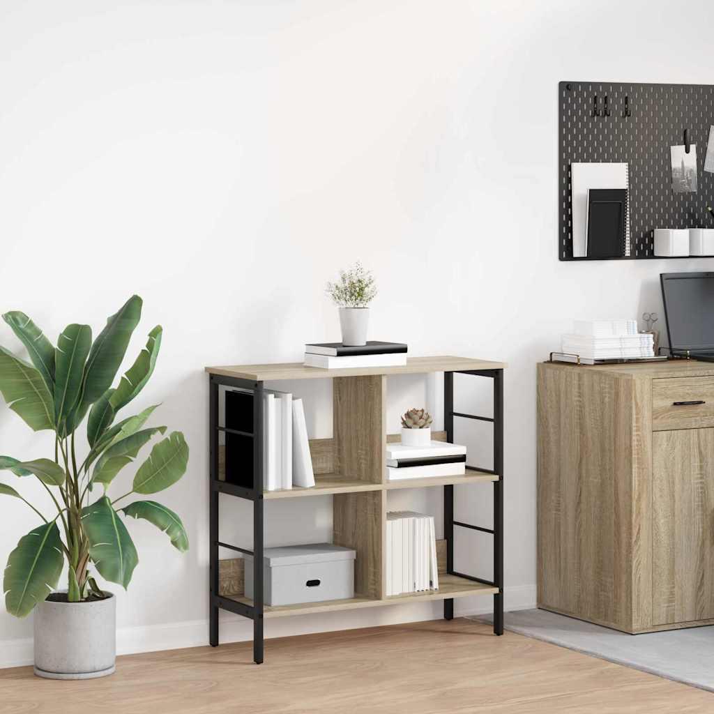Bogreol i sonoma eg - 82 × 32 × 79 cm, konstrueret træ