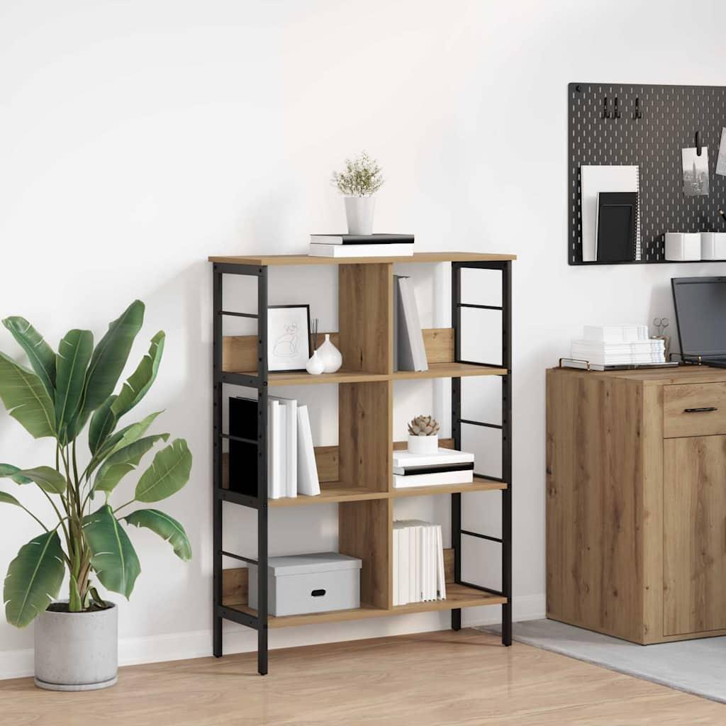 Industriel bogreol i artisan egetræ - 82 × 32 × 112 cm, konstrueret træ og stål