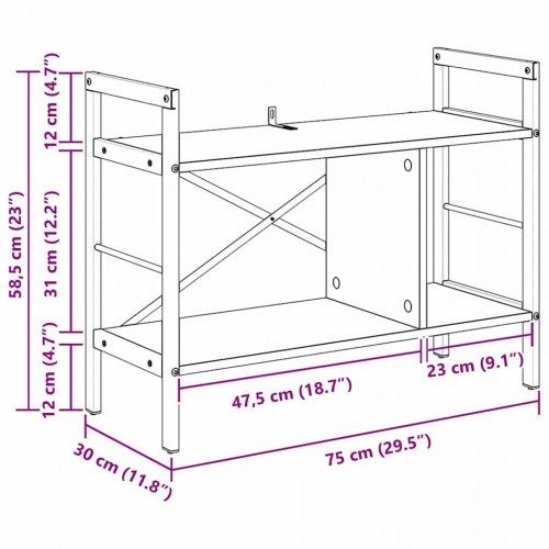 Bogreol Artisan Egetræ 75 x 30 x 58,5 cm Konstrueret træ