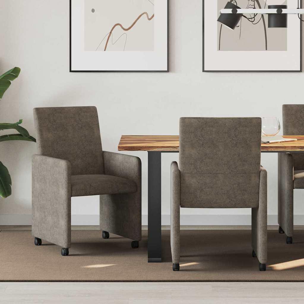 Spisestole 2 stk Mørkegrå 57 x 66 x 94 cm Faux suede læder