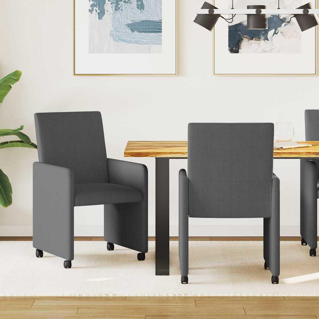 Spisestole 2 stk Mørkegrå 57 x 66 x 94 cm Corduroy stof